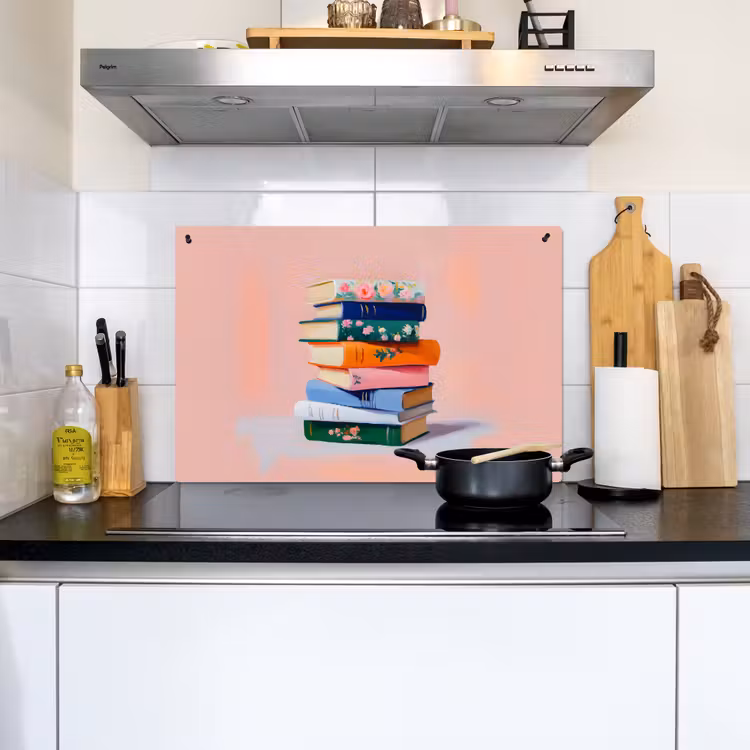 Boeken - Stapel - Kleurrijk Inductie beschemer met haakjes klein -sfeer2