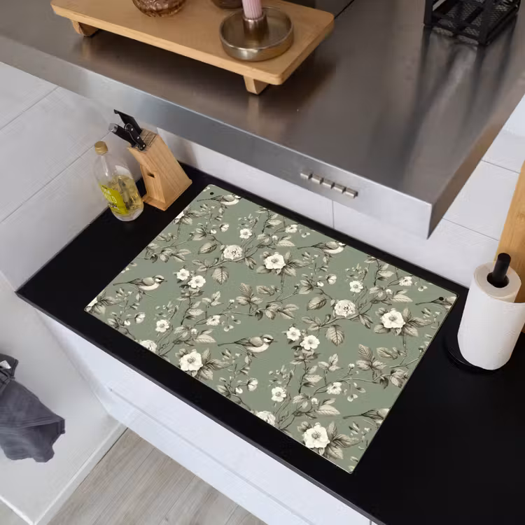Botanisch - Vogels - Groen Inductie beschemer met haakjes klein 777 -sfeer1