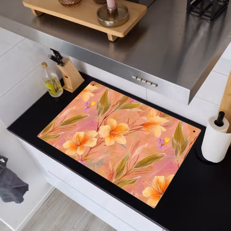 Botanisch - Bloemen - Kleurrijk Inductie beschemer met haakjes klein 777 -sfeer1