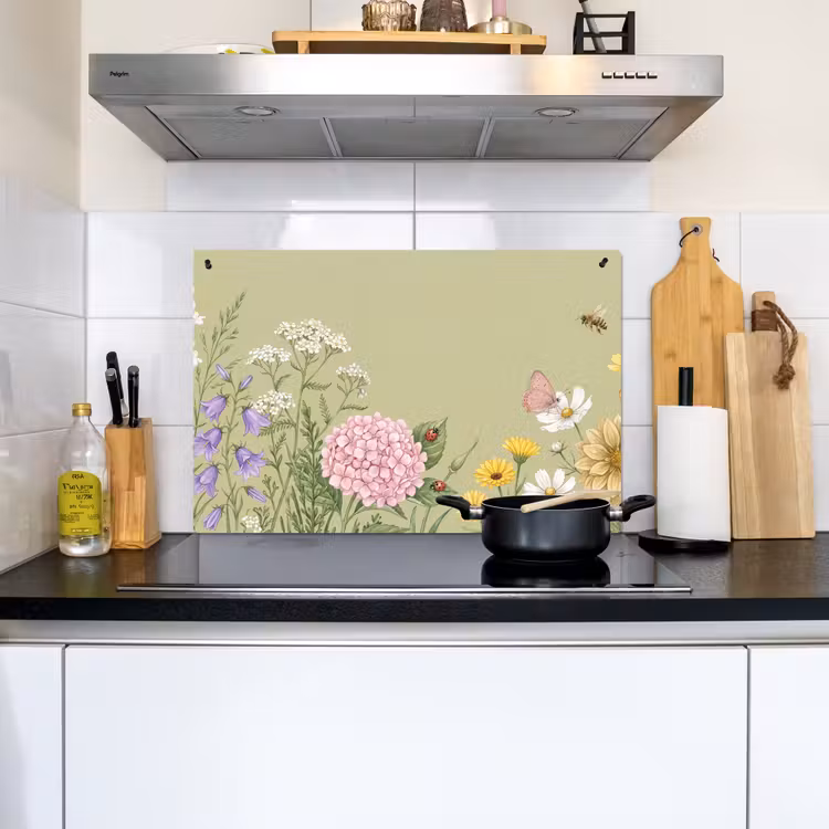 Botanisch - Bloemen - Kleurrijk Inductie beschemer met haakjes klein -sfeer2