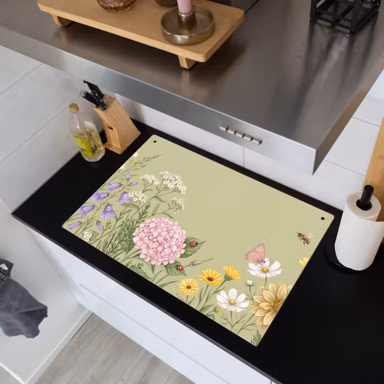 Botanisch - Bloemen - Kleurrijk Inductie beschemer met haakjes klein -sfeer1