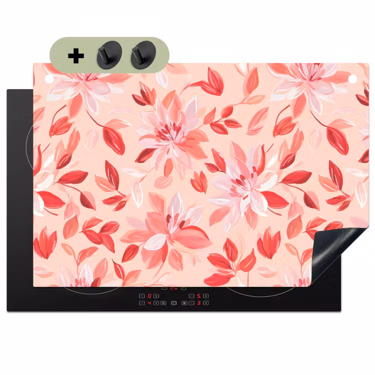 Botanisch - Bloemen - Rood Inductie beschemer met haakjes klein 777 -3d