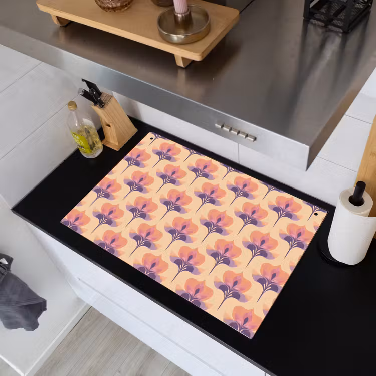 Botanisch - Patroon - Pastel Inductie beschemer met haakjes klein 777 -sfeer1