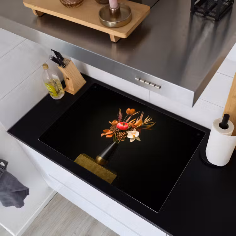 Boeket - Oranje - Gouden - vaas Inductie beschemer met haakjes klein -sfeer1