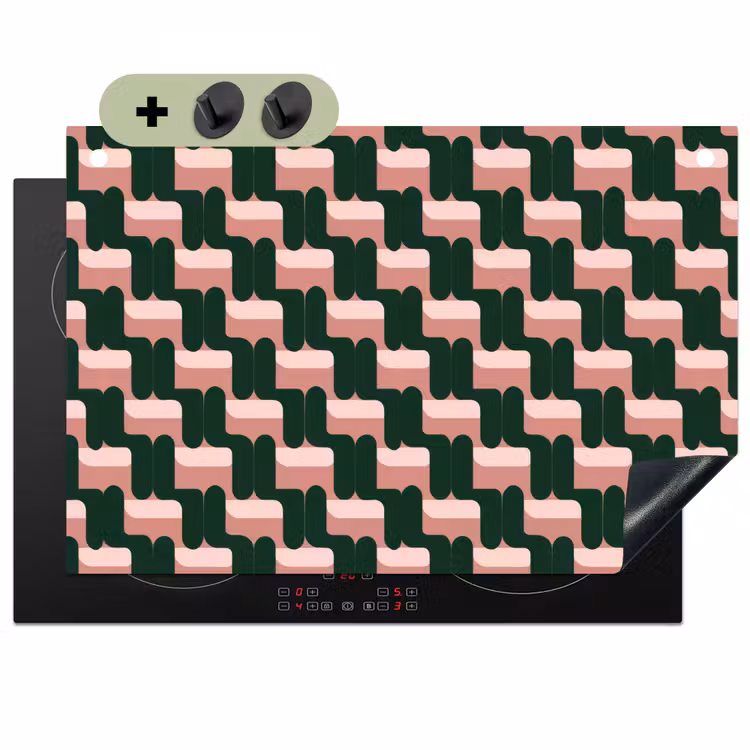 Vlechtpatroon - Groen - Roze - Geometrisch Inductie beschemer met haakjes klein 777 -3d