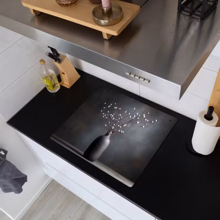 Takken - Vaas - Bolletjes - Wit Inductie beschemer met haakjes middel -sfeer1