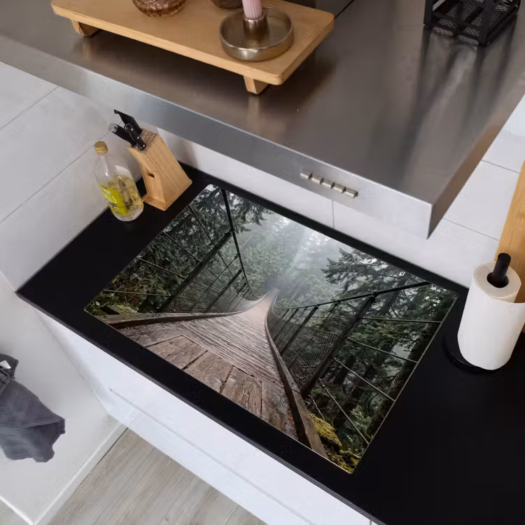 Brug - Bos - Mist - Natuur Inductie beschemer met haakjes klein -sfeer1