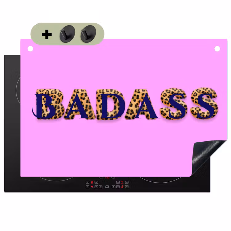 Felroze - Badass - Panterprint - Schaduw Inductie beschemer met haakjes klein -3d