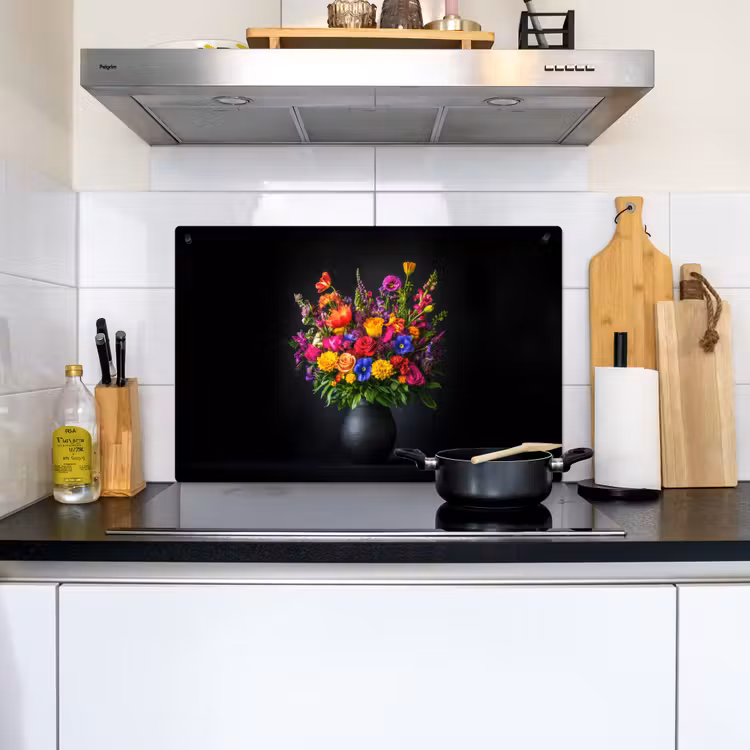 Felgekleurd - Bloemen - Vaas Inductie beschemer met haakjes klein -sfeer2