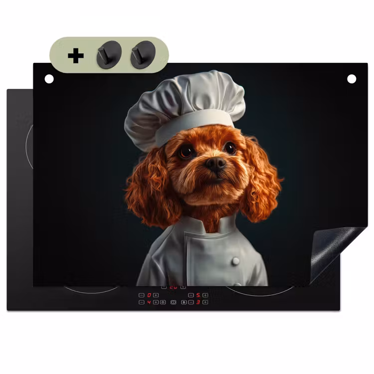 Bruin - Kok - Hondje Inductie beschemer met haakjes klein -3d
