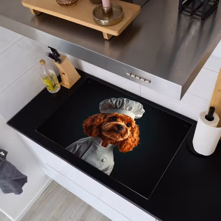 Bruin - Kok - Hondje Inductie beschemer met haakjes klein -sfeer1