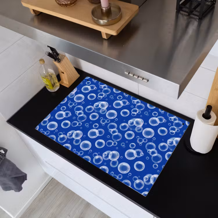 Bubbels - Patroon - Blauw Inductie beschemer met haakjes klein -sfeer1