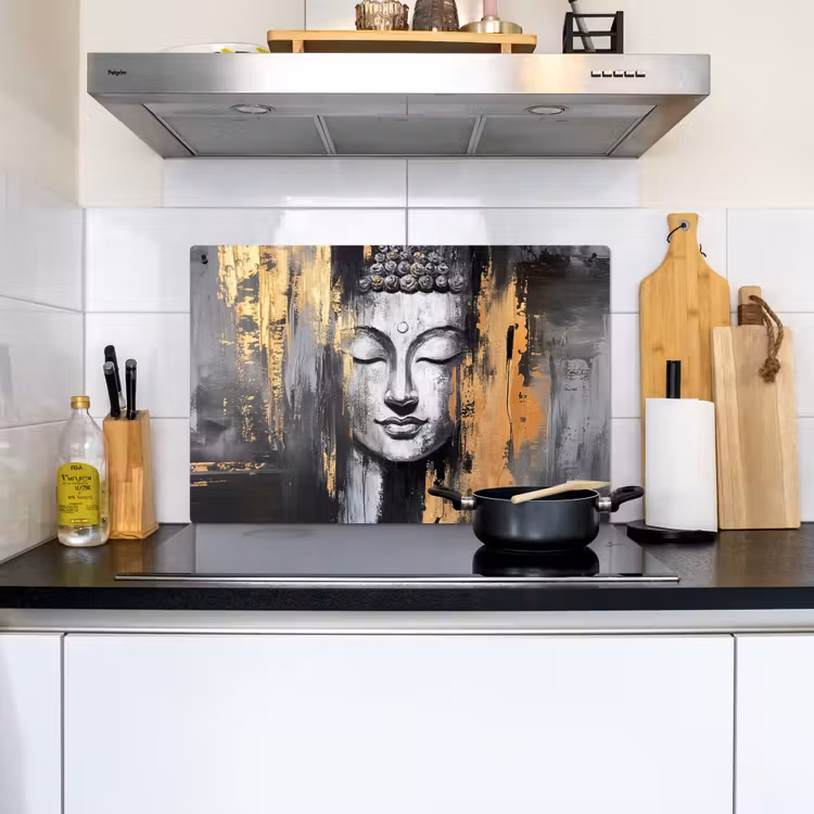 Boedhha - Penseelstreken - Goud - Abstract Inductie beschemer met haakjes klein -sfeer2