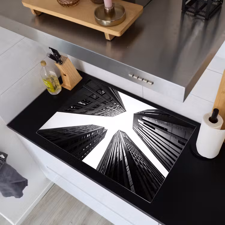Gebouwen - Lucht - Zwart Inductie beschemer met haakjes klein -sfeer1