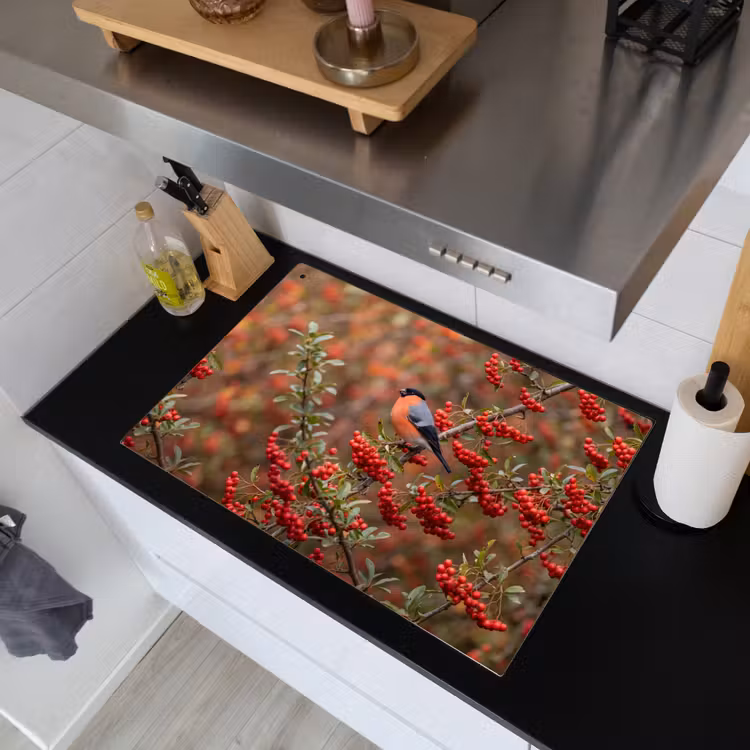 Goudvink - Bessen - Herfst - Natuur - Kleurrijk Inductie beschemer met haakjes klein -sfeer1