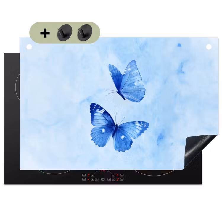 Vlinders - Sierlijk - Blauw Inductie beschemer met haakjes klein -3d