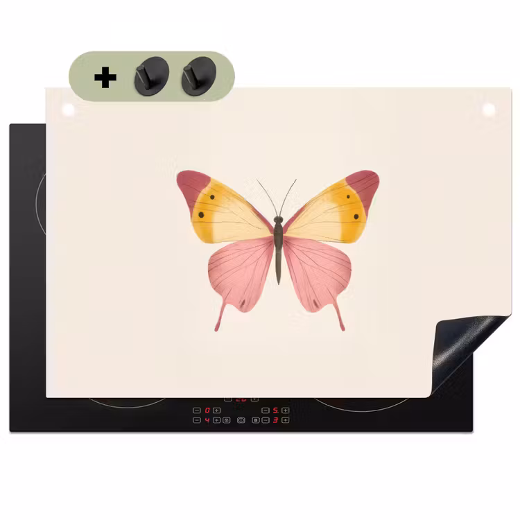 Vlinder - Illustratie - Roze Inductie beschemer met haakjes klein -3d