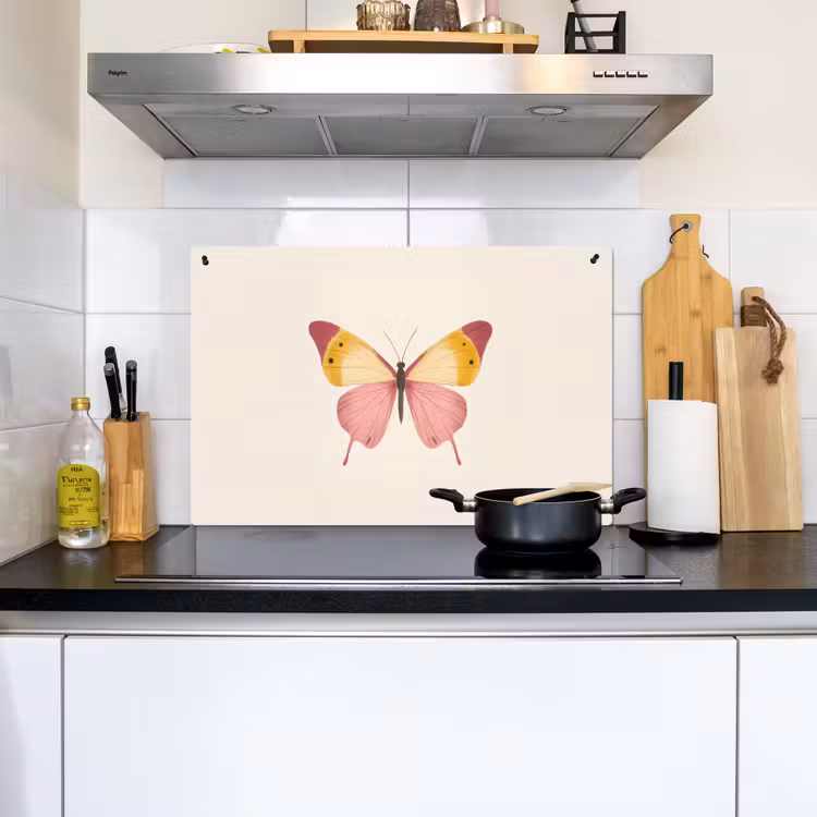Vlinder - Illustratie - Roze Inductie beschemer met haakjes klein -sfeer2