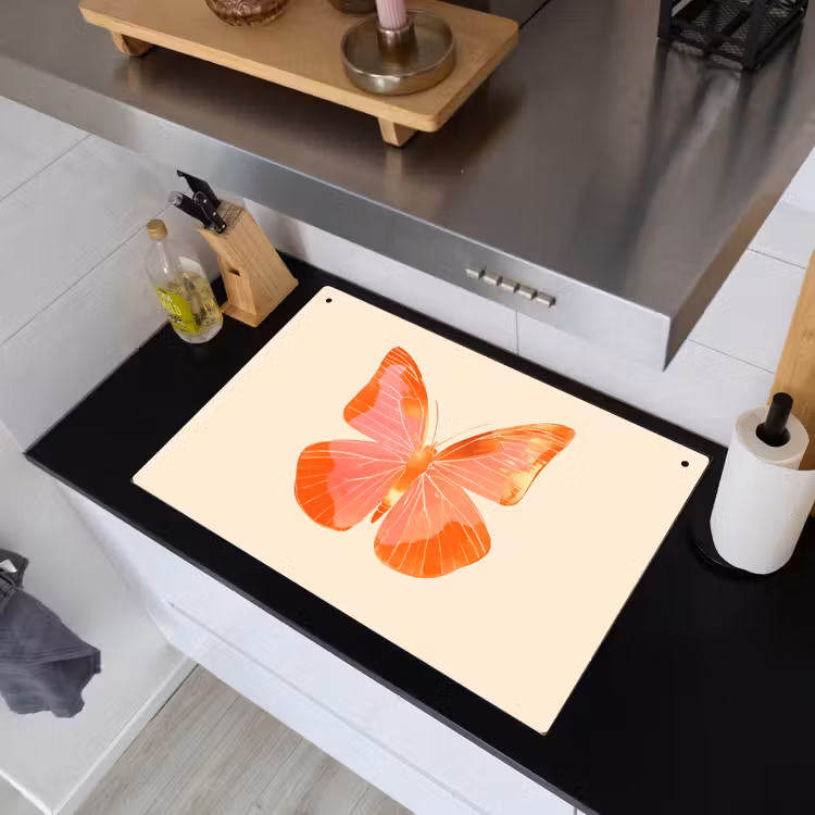 Vlinder - Minimalistisch - Roze Inductie beschemer met haakjes klein -sfeer1