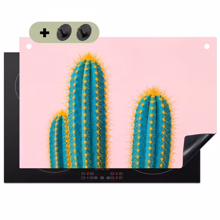 Cactussen - Modern - Pastel Inductie beschemer met haakjes klein -3d