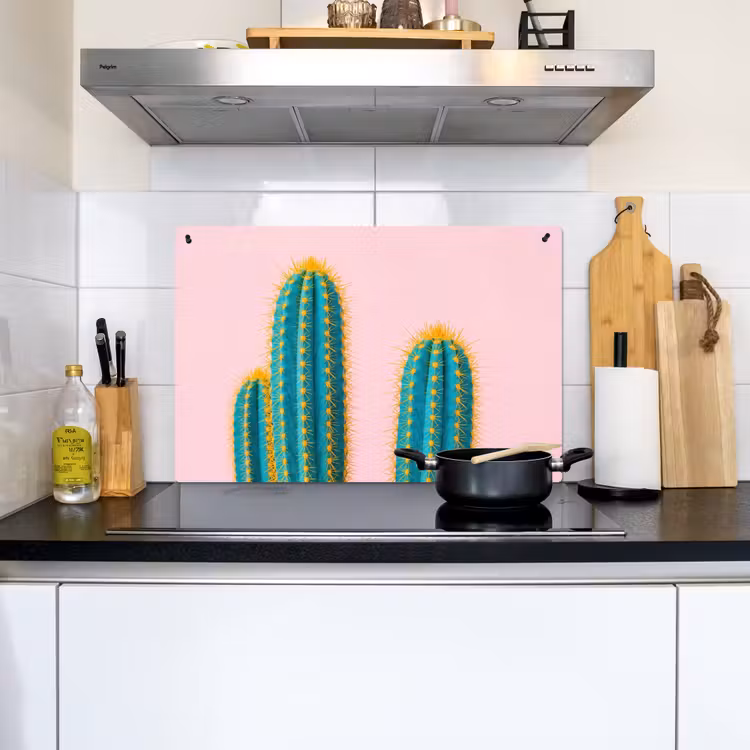 Cactussen - Modern - Pastel Inductie beschemer met haakjes klein -sfeer2
