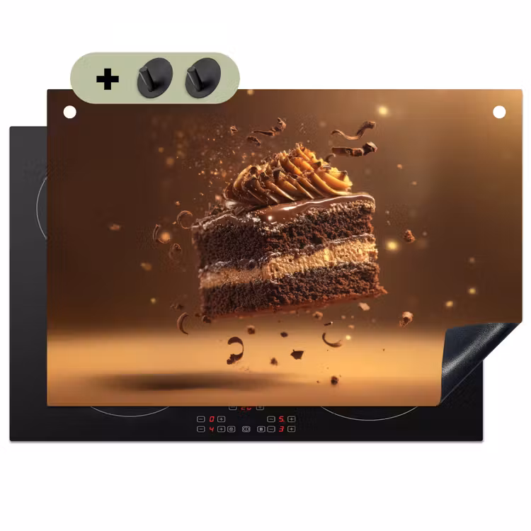 Taart - Chocolade - Eten - Brownie Inductie beschemer met haakjes klein -3d