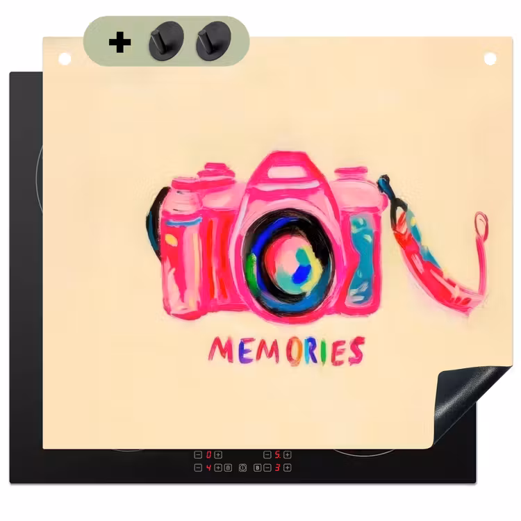 Camera - Memories - Roze - Geschilderd Inductie beschemer met haakjes middel -3d