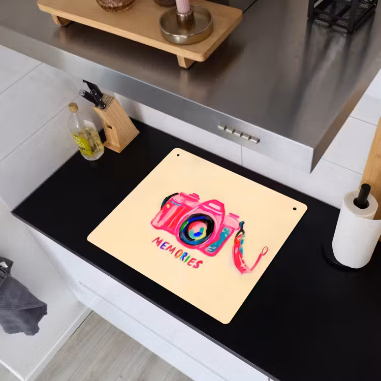 Camera - Memories - Roze - Geschilderd Inductie beschemer met haakjes middel -sfeer1
