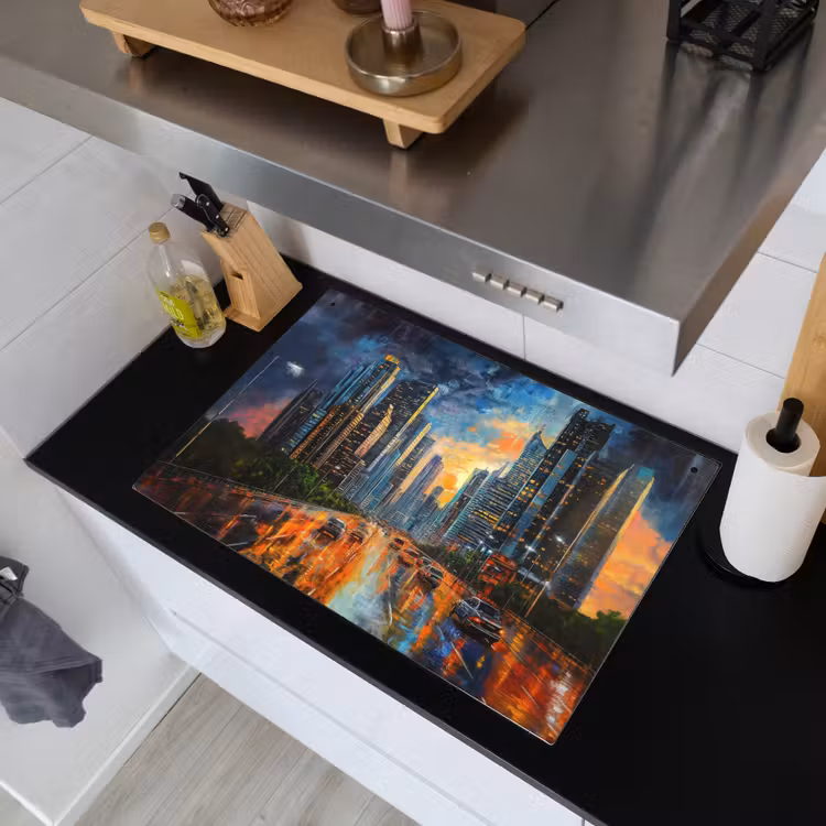 Auto - Skyline - Zon - Blauw Inductie beschemer met haakjes klein -sfeer1