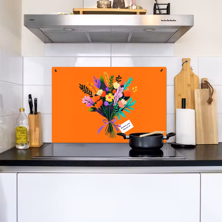 Kaartje - Boeket - Bloemen Inductie beschemer met haakjes klein -sfeer2