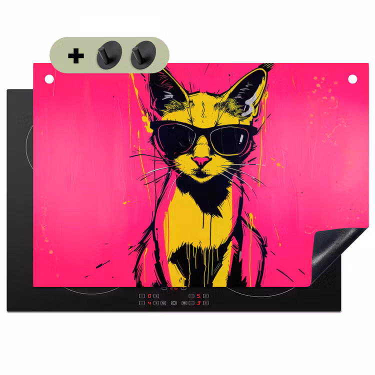 Kat - Art - Zonnebril - Roze Inductie beschemer met haakjes klein -3d