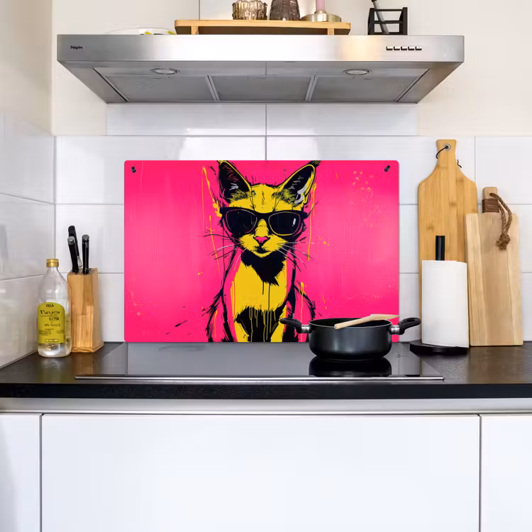 Kat - Art - Zonnebril - Roze Inductie beschemer met haakjes klein -sfeer2