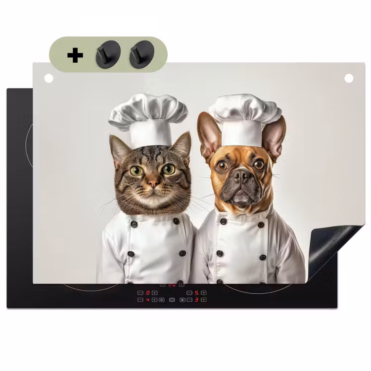 Kat - Hond - Kokskleding Inductie beschemer met haakjes klein -3d