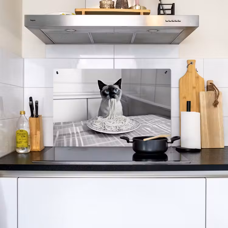 Kat - Siamees - Zwart Wit - Schattig - Dieren Inductie beschemer met haakjes klein -sfeer2