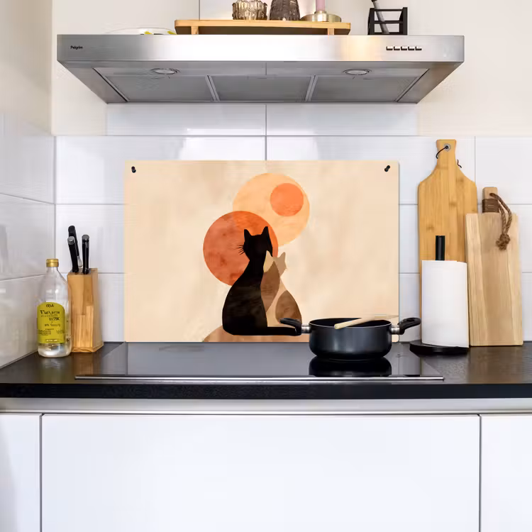 Katten - Zwart - Abstract - Cirkels Inductie beschemer met haakjes klein -sfeer2