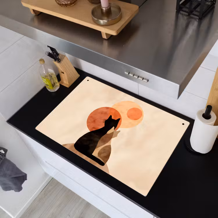 Katten - Zwart - Abstract - Cirkels Inductie beschemer met haakjes klein -sfeer1