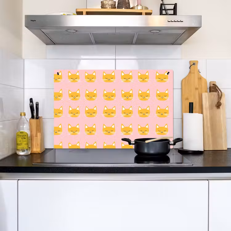 Katten - Patroon - Roze Inductie beschemer met haakjes klein 777 -sfeer2