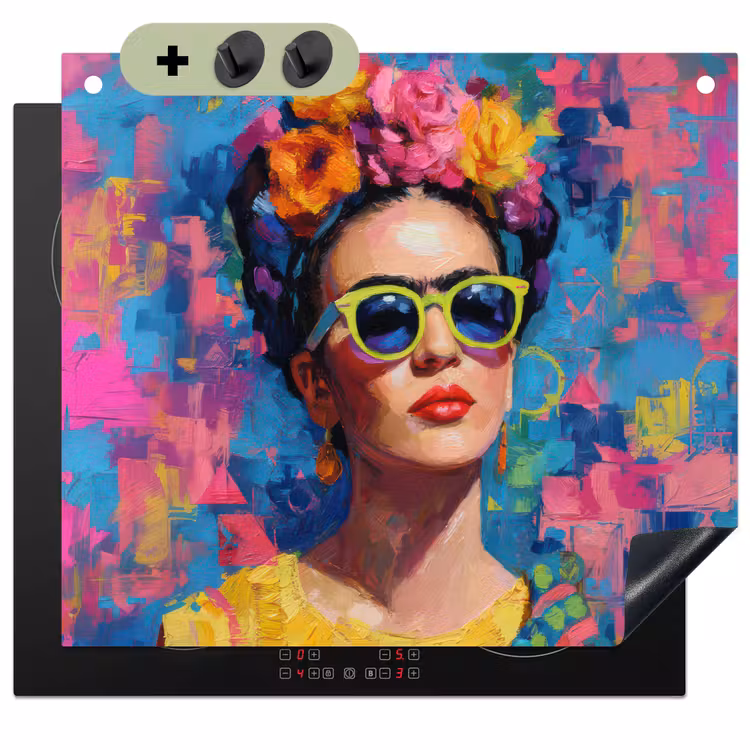 Vrolijk portret - Vrouw - Bloemenkroon Inductie beschemer met haakjes middel -3d