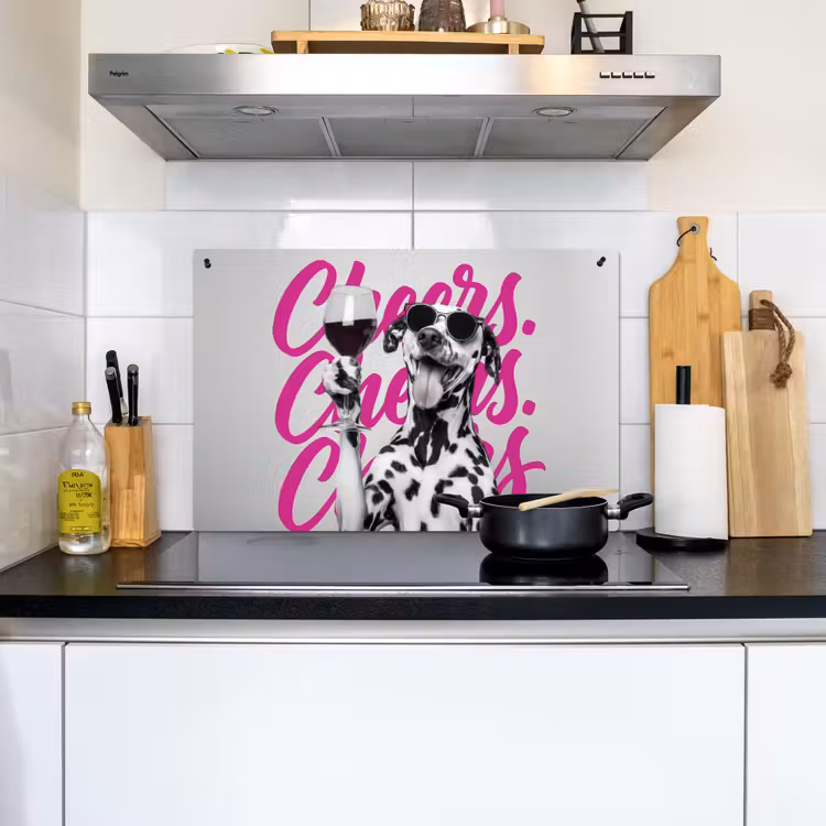 Cheers - Hond - Roze - Wijn Inductie beschemer met haakjes klein -sfeer2
