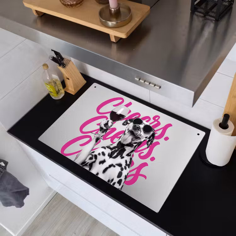 Cheers - Hond - Roze - Wijn Inductie beschemer met haakjes klein -sfeer1