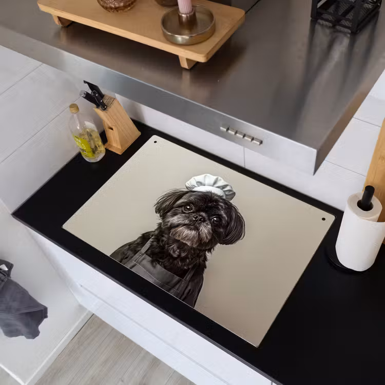 Kokskleding - Zwart - Hondje Inductie beschemer met haakjes klein -sfeer1