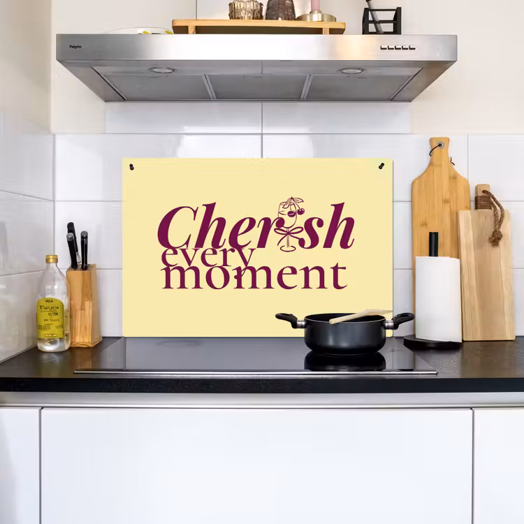 Cherish every moment - Cocktailglas - Geel Inductie beschemer met haakjes klein -sfeer2