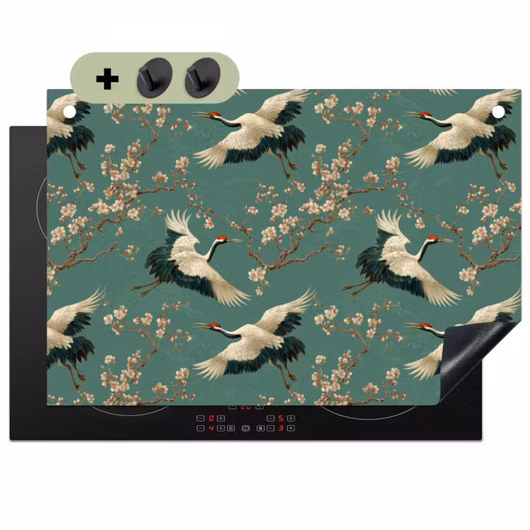 Kersenbloesem - Kraamvogels - Groen Inductie beschemer met haakjes klein 777 -3d