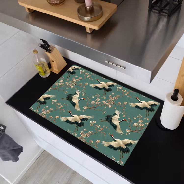 Kersenbloesem - Kraamvogels - Groen Inductie beschemer met haakjes klein 777 -sfeer1