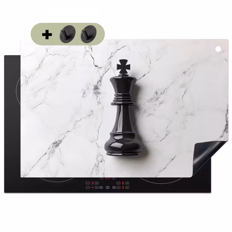 Schaakstuk - Koning - Zwart - Marmer Inductie beschemer met haakjes klein -3d