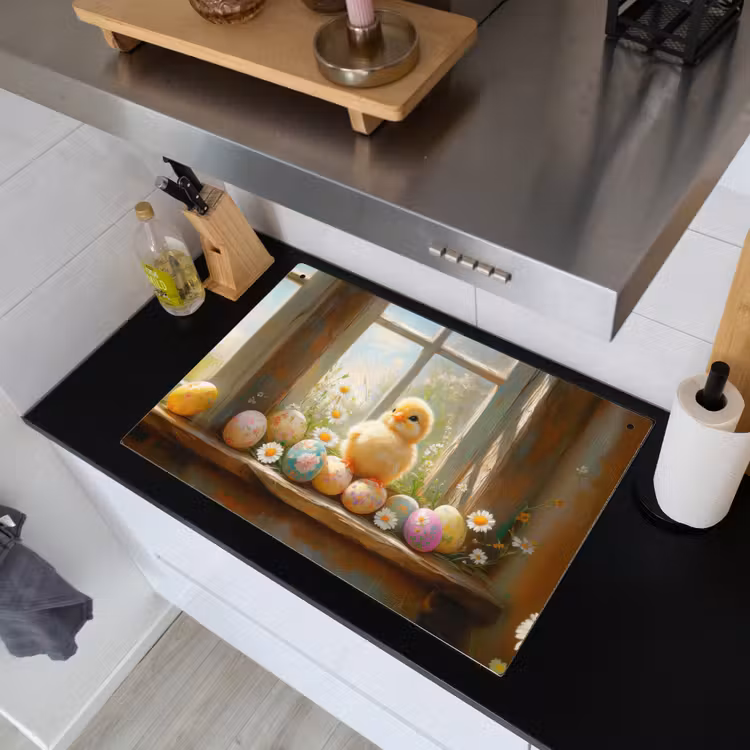 Kuiken - Raam - Paaseieren Inductie beschemer met haakjes klein -sfeer1