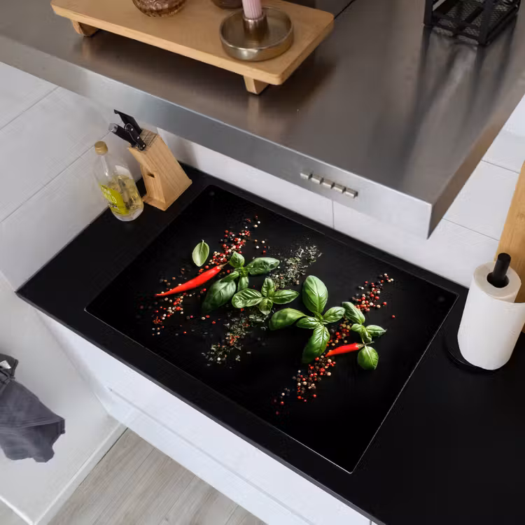 Chilipepers - Basilicum - Blaadjes - Rood Inductie beschemer met haakjes klein -sfeer1