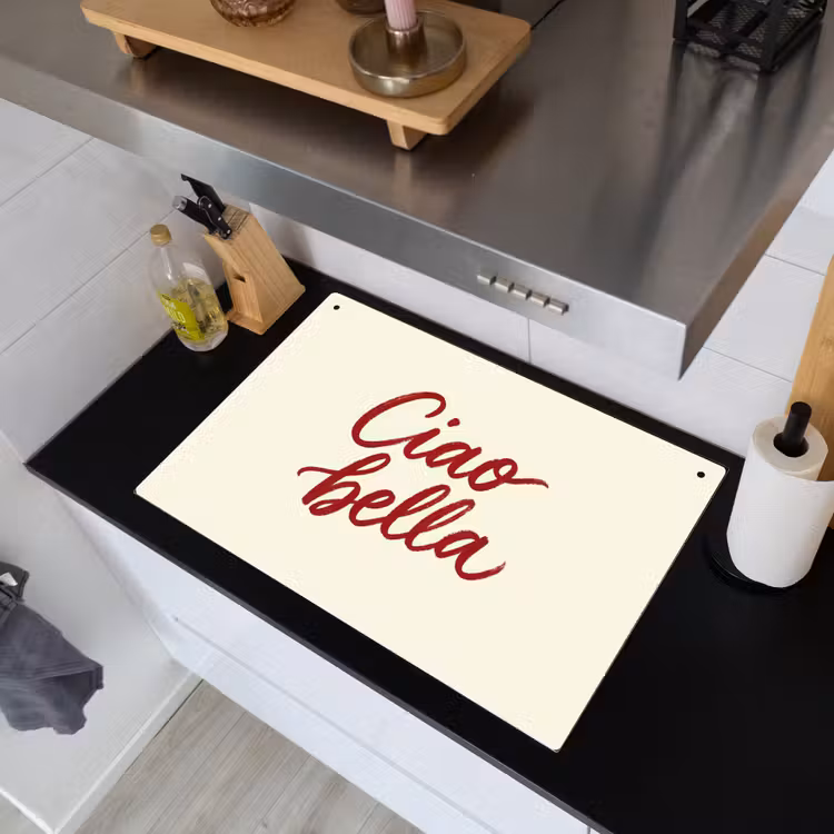 Ciao bella - Rood - Wit - Minimalistisch Inductie beschemer met haakjes klein -sfeer1