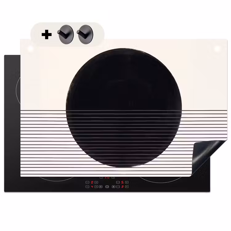 Induction Hob Cover & Splashback (2-in-1) - Circle - Lines - Abstract - Cirkel - Lijnen - Abstract Inductie beschemer met haakjes klein