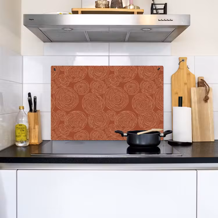 Cirkels - Abstract - Artistiek - Terracotta Inductie beschemer met haakjes klein 777 -sfeer2